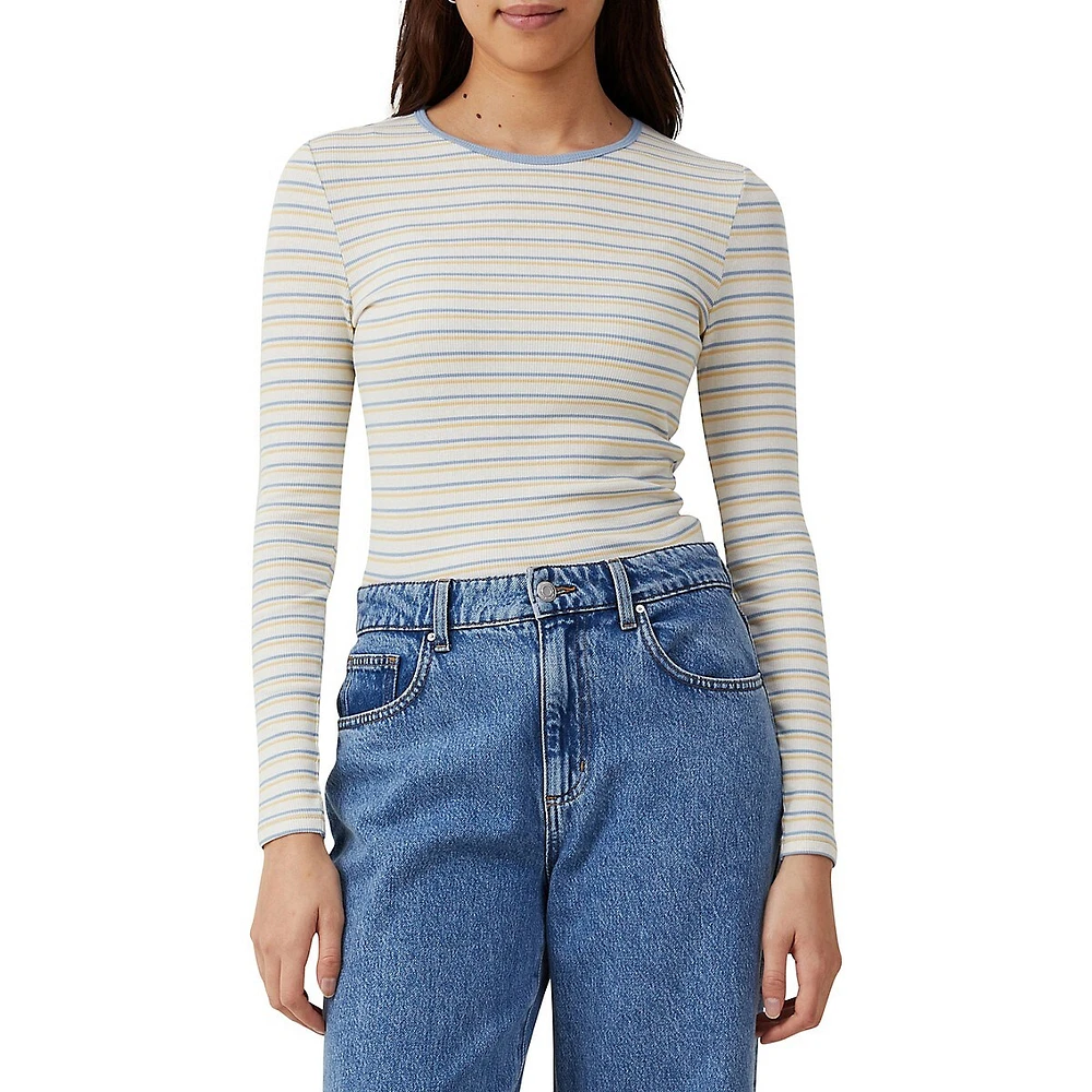 The One Organic-Blend Rib Crewneck Long-Sleeve Top