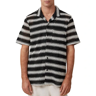 Cabana Lace-Stripe Camp Shirt