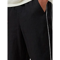 Linen Side-Stripe Drawstring Pants