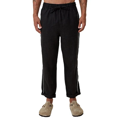 Linen Side-Stripe Drawstring Pants