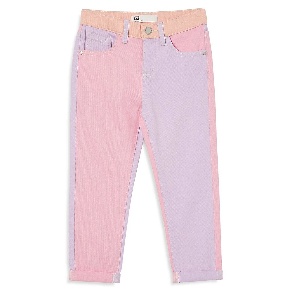 Little Girl's Colourblock Mom Jeans