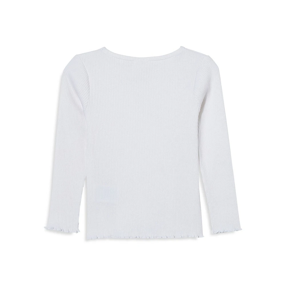 Little Girl's Jade Ribbed Long-Sleeve Top