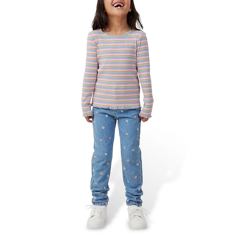 Little Girl's Jade Ribbed Long-Sleeve Top
