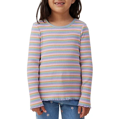 Little Girl's Jade Ribbed Long-Sleeve Top