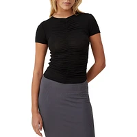 Hazel Ruched-Front Short-Sleeve Top