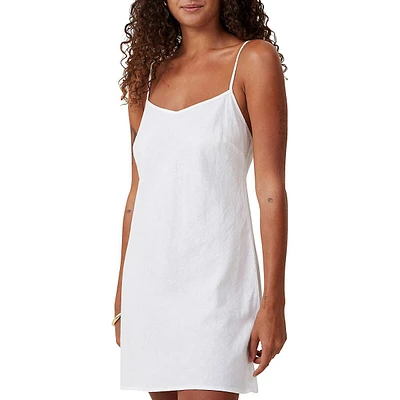 Haven Linen-Blend Mini Dress