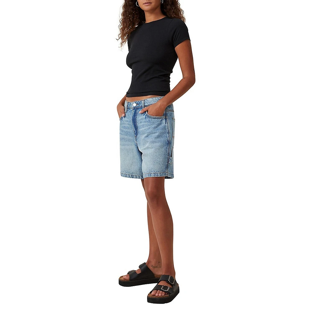 Relaxed Utility Denim Shorts