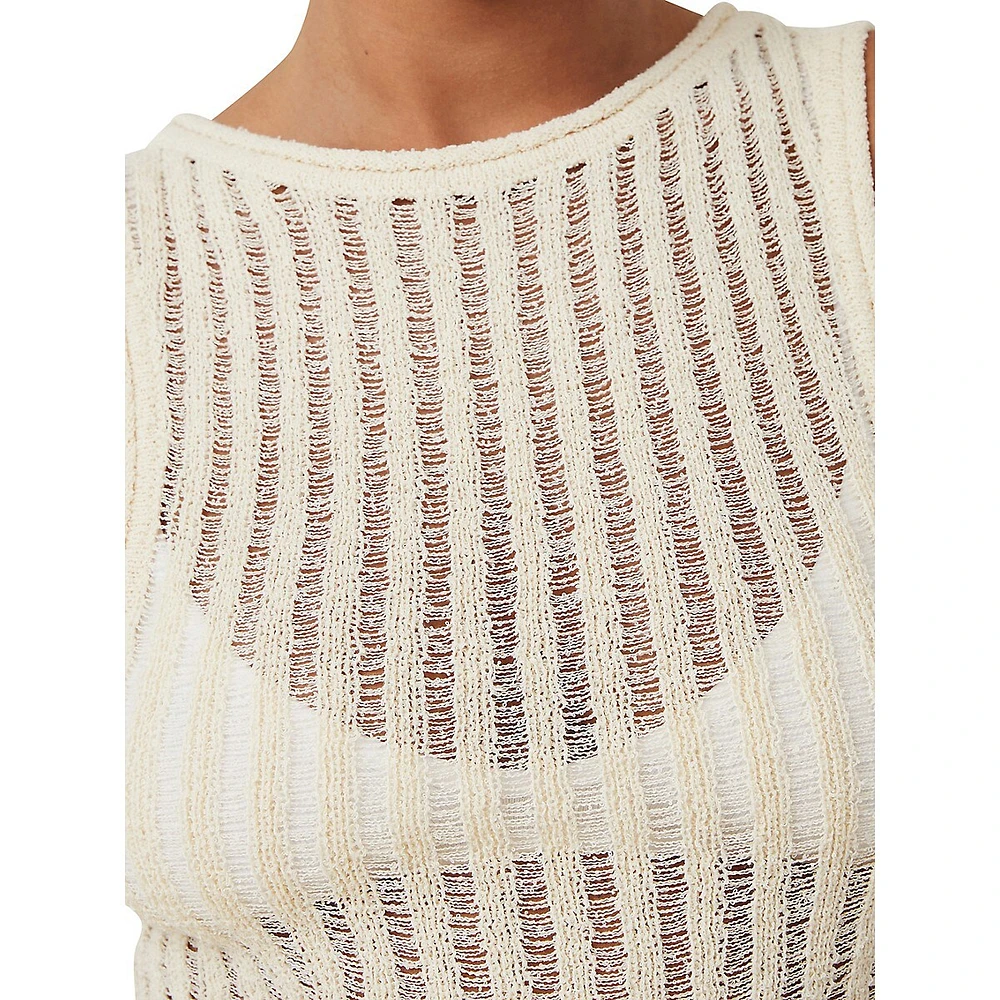 Débardeur côtelé en tricot échelle