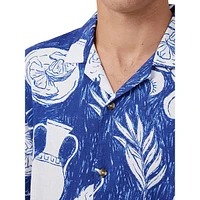 Grecian-Print Short-Sleeve Cabana Shirt