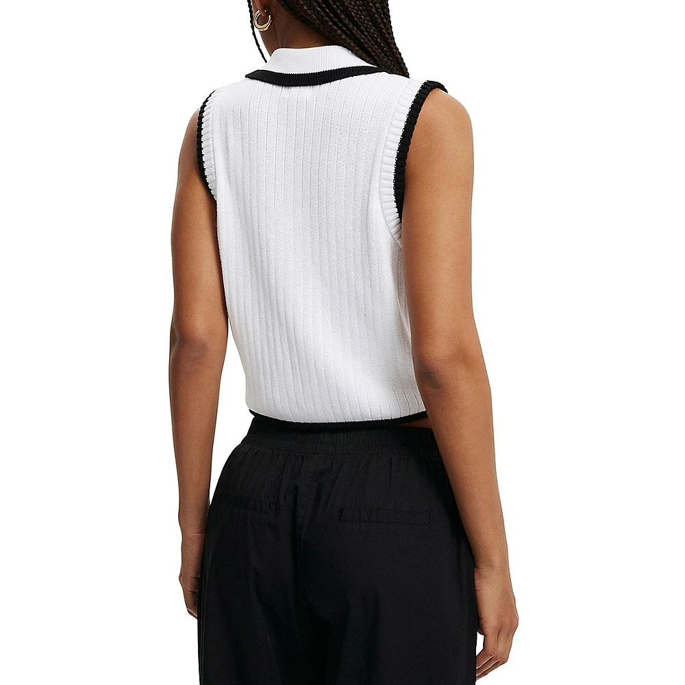 Cape Cod Rib-Knit Cropped Vest