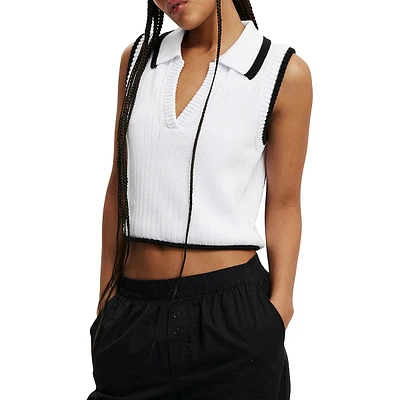 Cape Cod Rib-Knit Cropped Vest