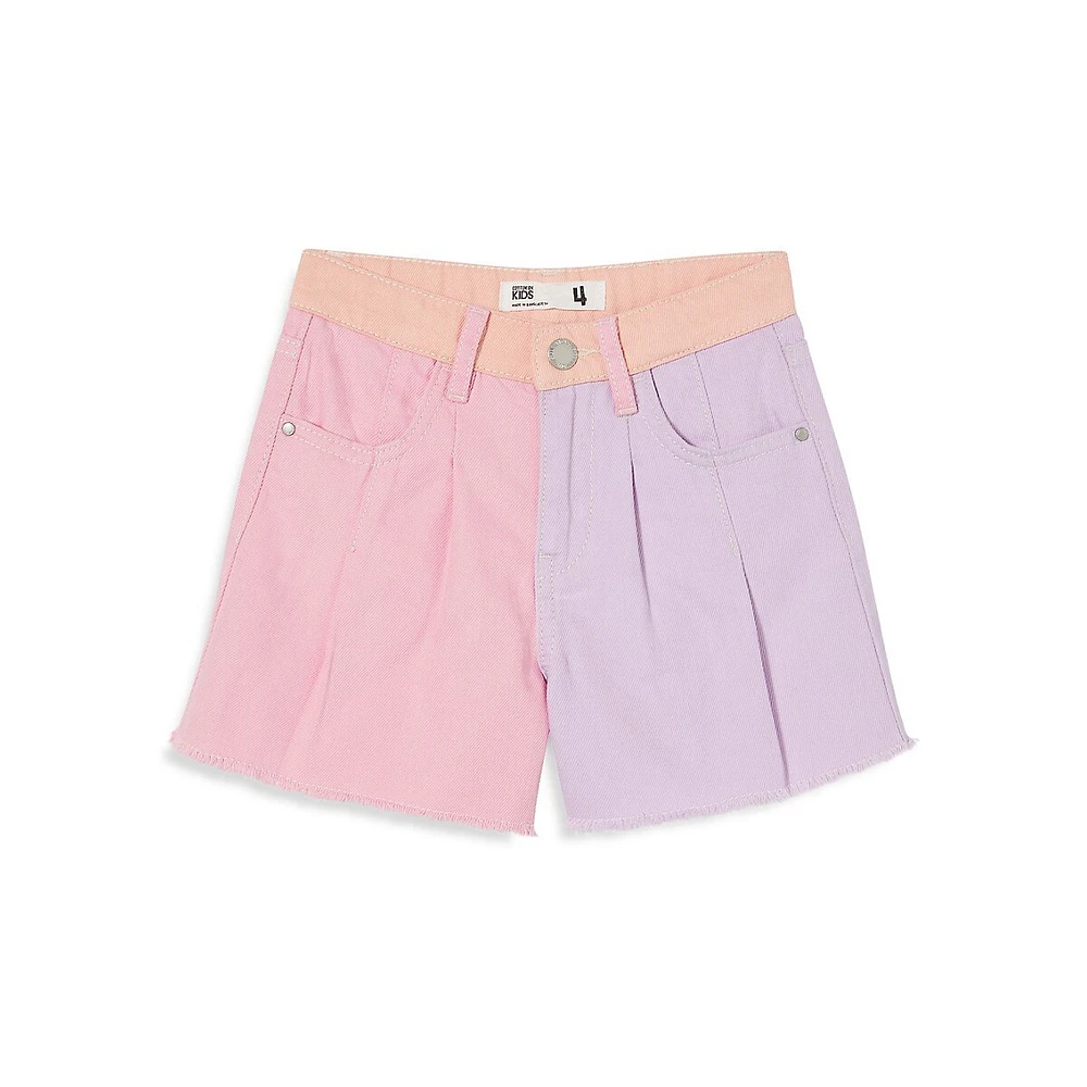 Little Girl's Kyla Colourblock Denim Shorts