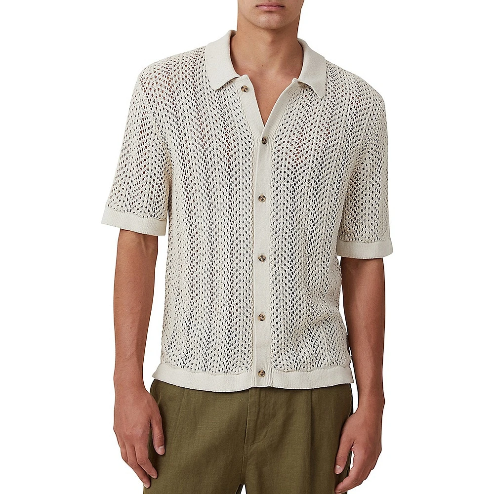 Pablo Pointelle-Knit Short-Sleeve Shirt