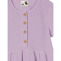 Girl's Sally Button-Front Short-Sleeve Dress