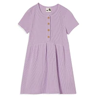 Girl's Sally Button-Front Short-Sleeve Dress