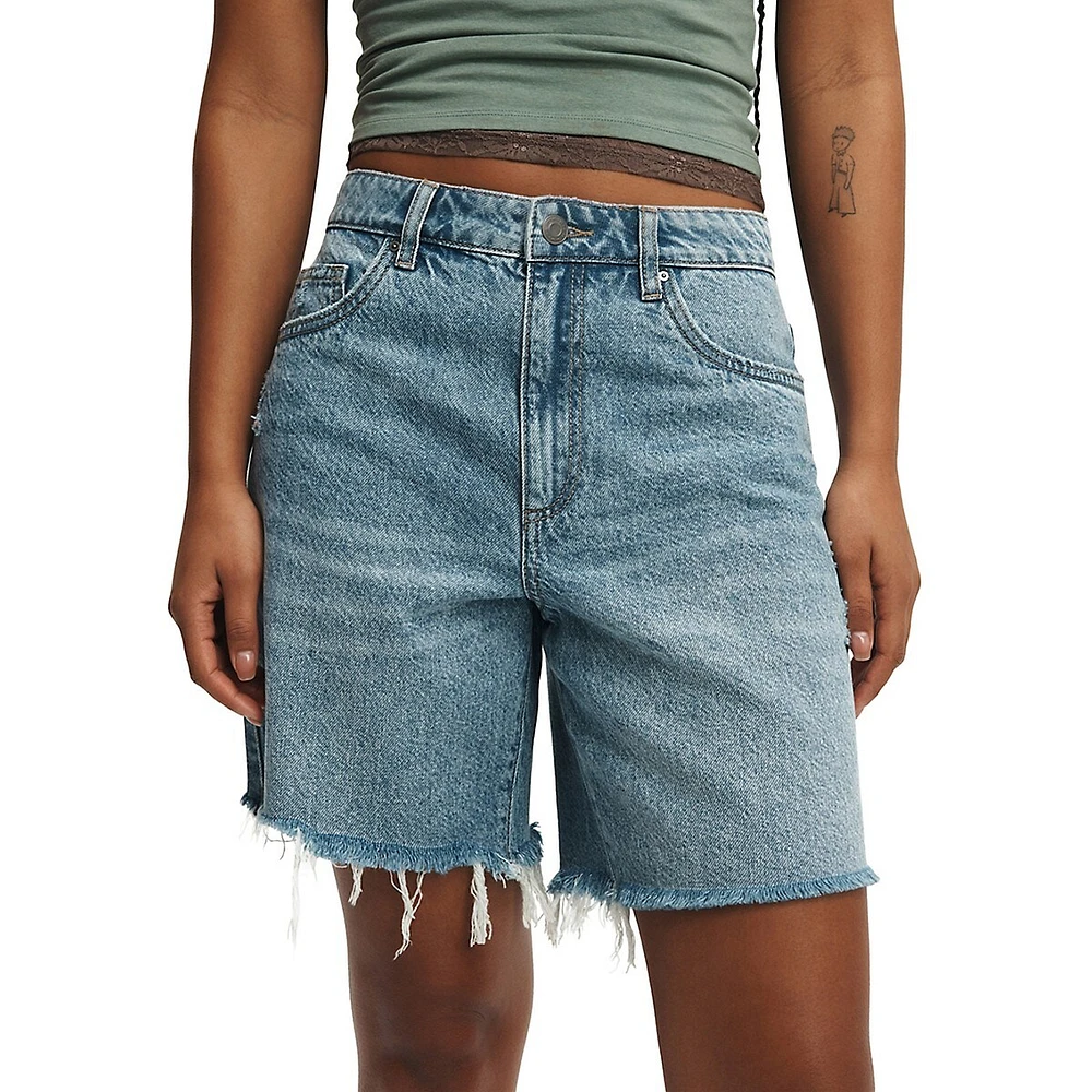 Mid-Rise Relaxed-Fit Denim Shorts