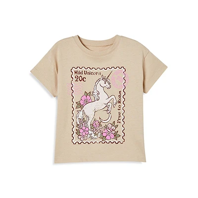 Little Girl's Poppy Unicorn-Stamp Graphic T-Shirt