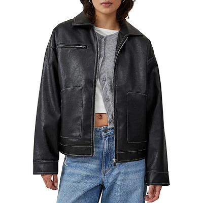 Leo Oversized Faux Leather Jacket