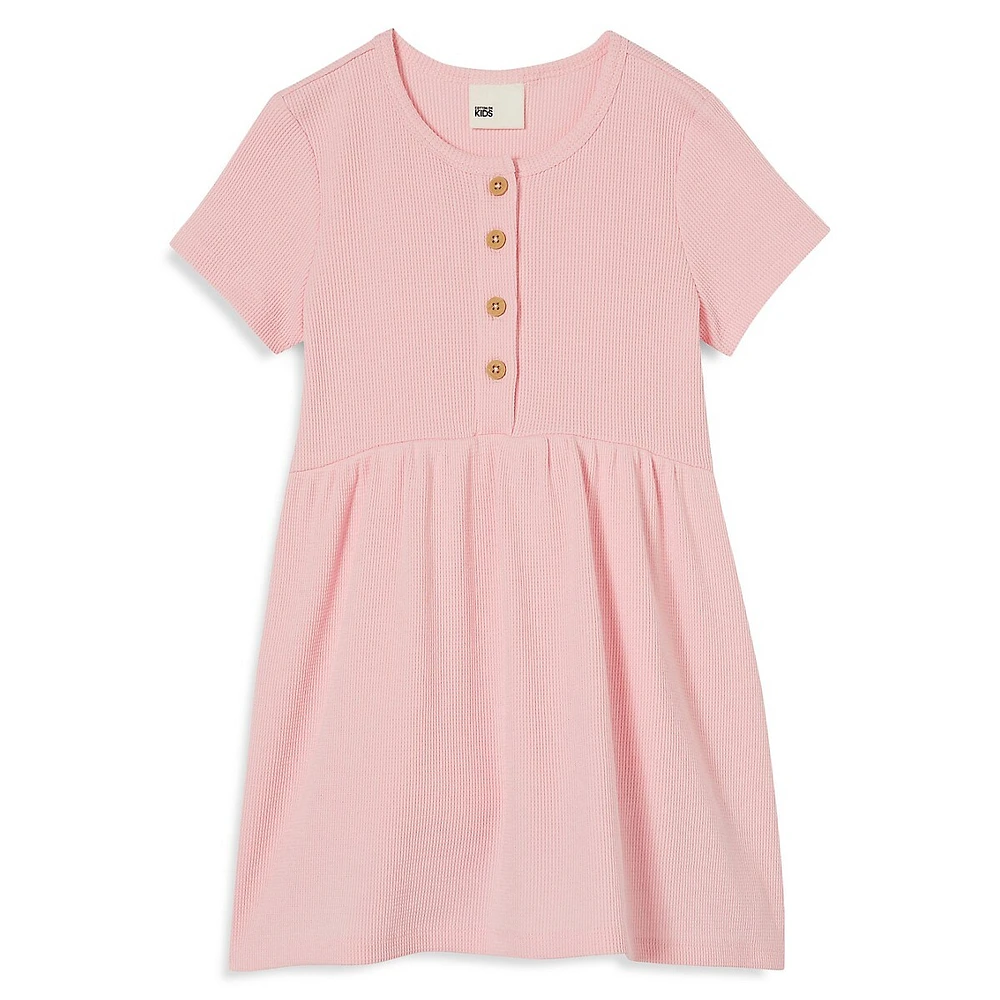 Girl's Sally Button-Front Short-Sleeve Dress