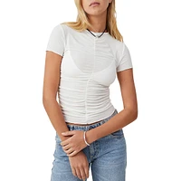 Hazel Ruched-Front Short-Sleeve Top