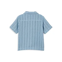 Little Boy's Short-Sleeve Open-Knit Cabana Shirt