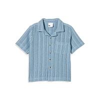 Little Boy's Short-Sleeve Open-Knit Cabana Shirt