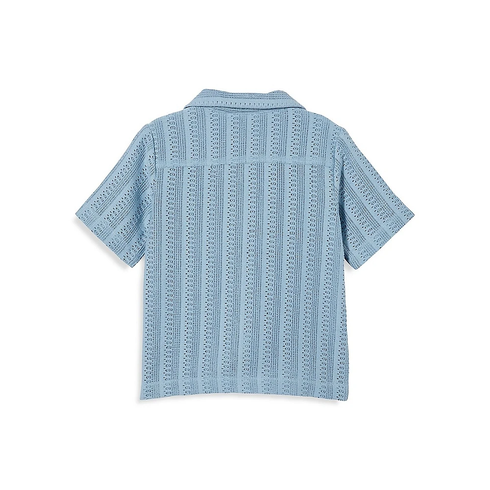 Boy's Short-Sleeve Open-Knit Cabana Shirt