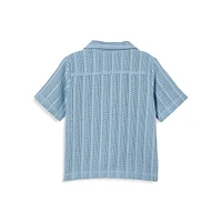 Boy's Short-Sleeve Open-Knit Cabana Shirt