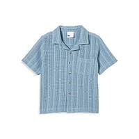 Boy's Short-Sleeve Open-Knit Cabana Shirt