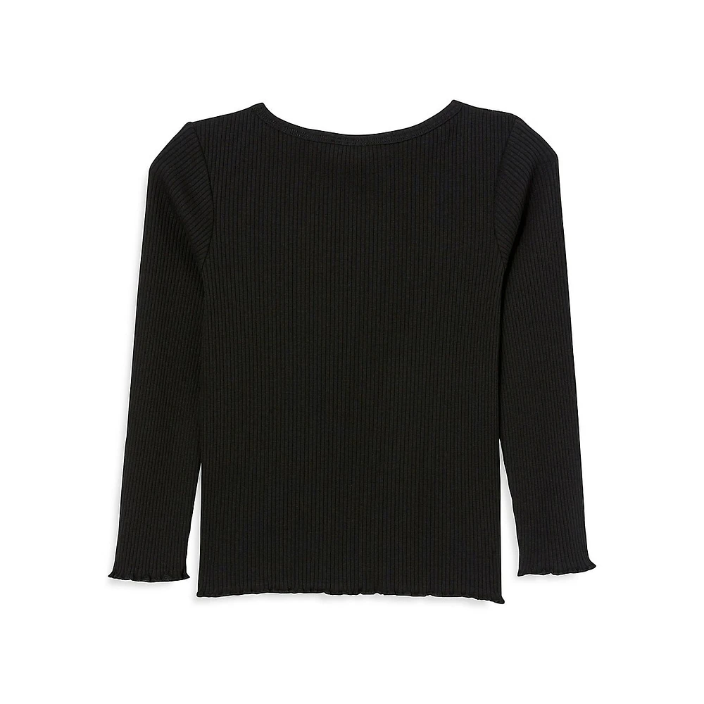 Little Girl's Jade Ribbed Long-Sleeve Top