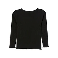 Little Girl's Jade Ribbed Long-Sleeve Top