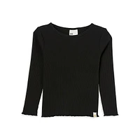 Little Girl's Jade Ribbed Long-Sleeve Top