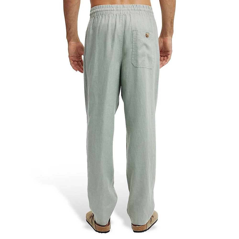 Pantalon fuselé en lin avec cordon de serrage