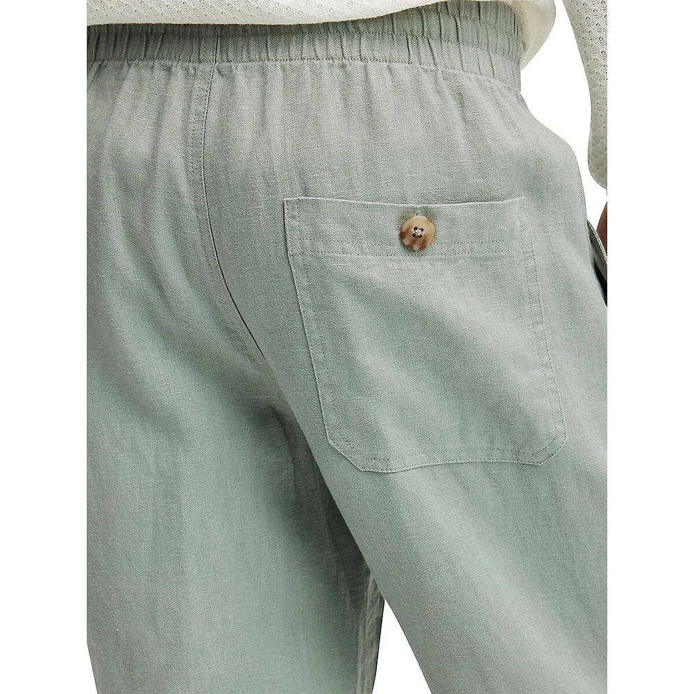 Pantalon fuselé en lin avec cordon de serrage