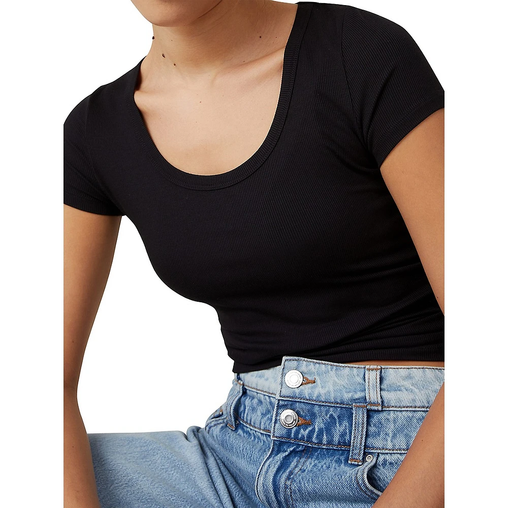 Staple Rib Scoopneck Short-Sleeve Top