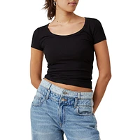 Staple Rib Scoopneck Short-Sleeve Top