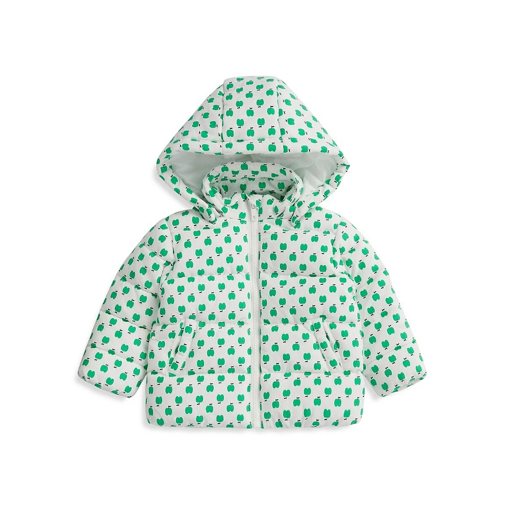 Baby Girl's Apple Print Puffer Jacket