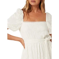 Charlize Embroidered Mini Babydoll Dress