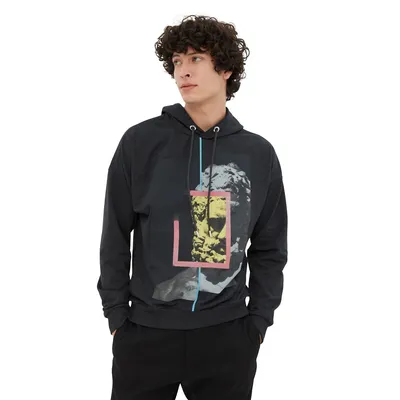 Male Young Oversize Basic Hood Knitted Sweatshirt