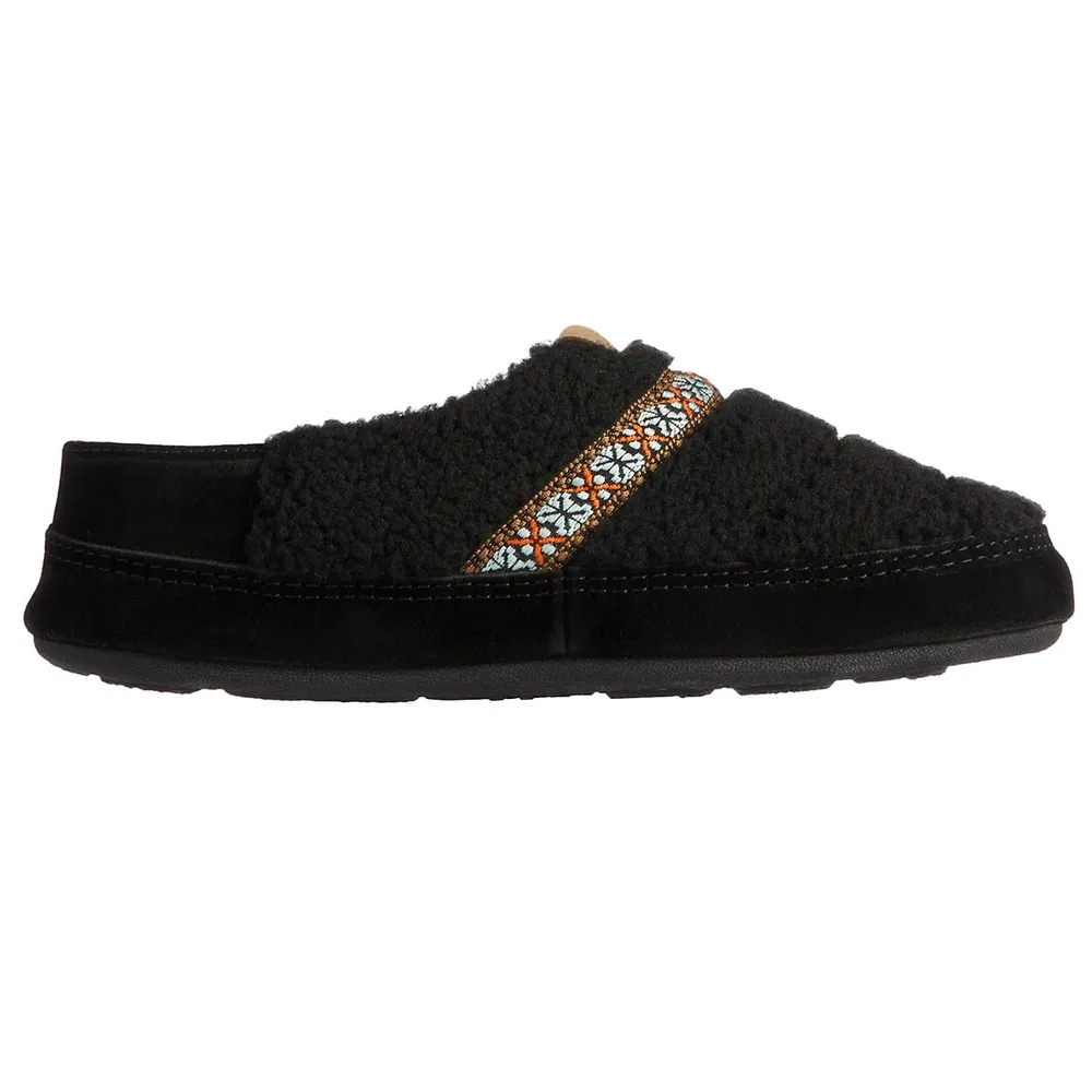Women's Recycled Berber With Suede Hoodback Slippers Woven Trim
