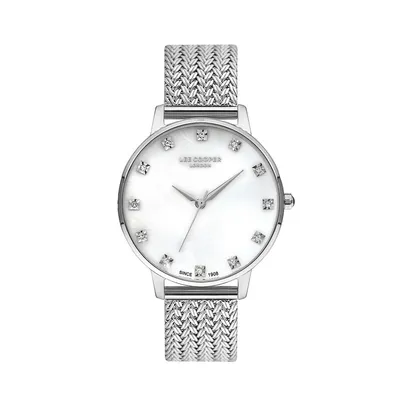 Ladies Lc07401.320 3 Hand Silver Watch With A Silver Mesh Band And A White Dial