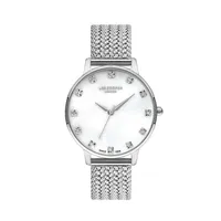 Ladies Lc07401.320 3 Hand Silver Watch With A Silver Mesh Band And A White Dial