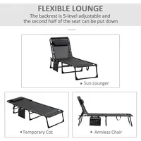 Folding Lounge Chair With Adjustable Back, Removable Pillow