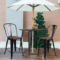 Costway Copper Set Of 4 Metal Wood Counter Stool Kitchen Dining Bar Chairs Rustic