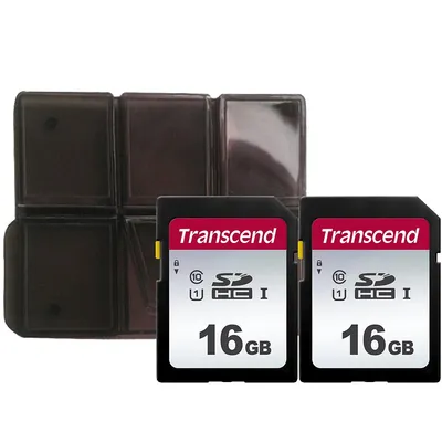 2x Ts16gsdc300s 16gb Uhs-i U1 Sd Memory Card With Memory Card Holder