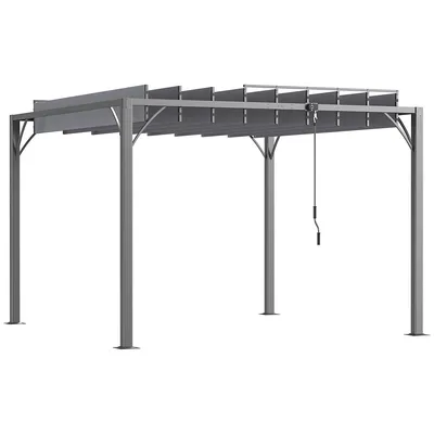 Outdoor Louvered Pergola With Retractable Roof
