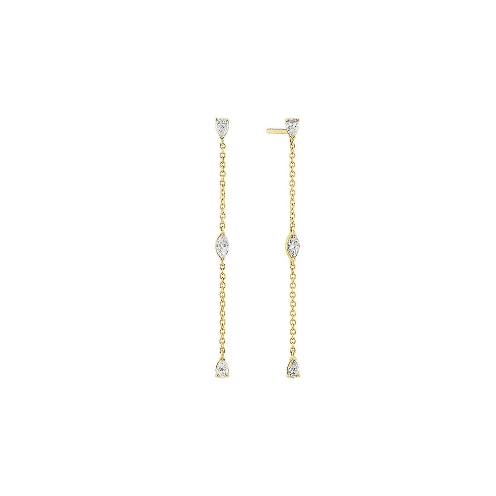 0.32 Carat Tw Fancy Cut Laboratory-grown Diamond Drop Earrings In 10kt Yellow Gold