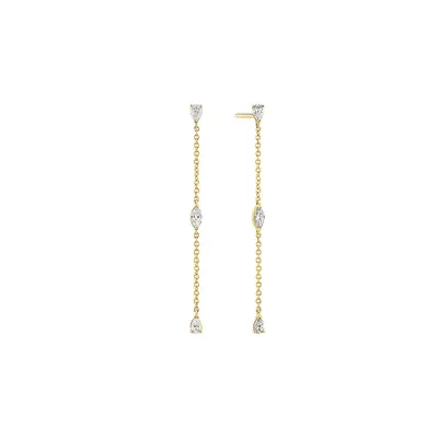 0.32 Carat Tw Fancy Cut Laboratory-grown Diamond Drop Earrings In 10kt Yellow Gold