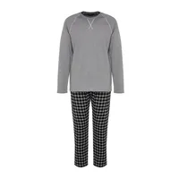 Male Plain Knitted Sweatshirt-trousers Pajama Set