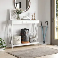 Console Table, Slim Entryway Table With Drawer Storage Shelf